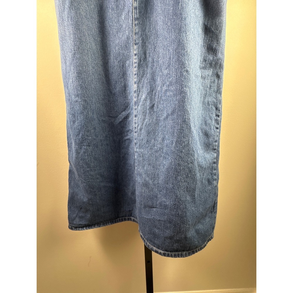 White Stag Denim Midi Skirt Womens 14 Blue Excellent Elastic Waist Casual Modest - Picture 4 of 9